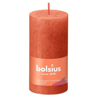 Bolsius Rustik Stumpenkerze 100/50 mm - Dunkelorange (Herbstliches Orange) - Brenndauer ca. 27 Stunden