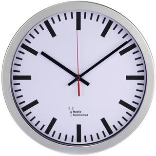 Hama Funk Wanduhr (Große DCF-Funkuhr mit automatischer Zeiteinstellung, Jumbo Uhr mit 30 cm Durchmesser) silber