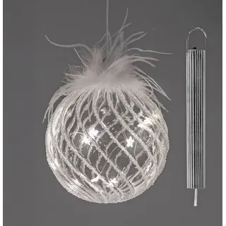 formano LED Dekolicht Weihnachtskugel LED mit Timer Glaskugel 12cm zum Hängen Hängedeko, LED fest integriert