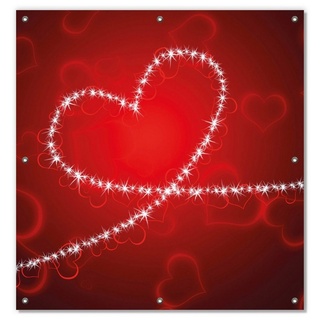 Sonnenschutz Leuchtendes Herz aus Sternen vor rotem Hintergrund, Wallario, blickdicht, mit Saugnäpfen, wiederablösbar und wiederverwendbar rot 96 cm x 100 cm