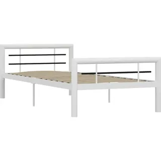 vidaXL Bettgestell Bett Metallbett Schlafzimmerbett Einzelbett Bettrahmen Schlafzimmermöbel Ehebett Lattenrost Weiß Schwarz Metall 100x200cm