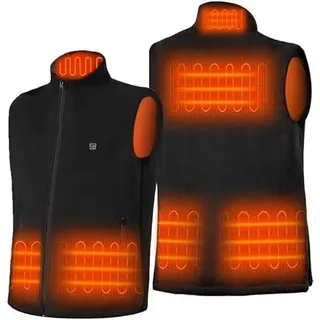 DR.PREPARE Beheizbare Weste Herren Fleeceweste Damen Heizweste Einstellbar Wärmeweste Elektrisch Heheizte Unisex Fleece Beheizte Weste Herren Damen Kleidung für Außen Reisen Sport Freizeit Schwarz XL - XL
