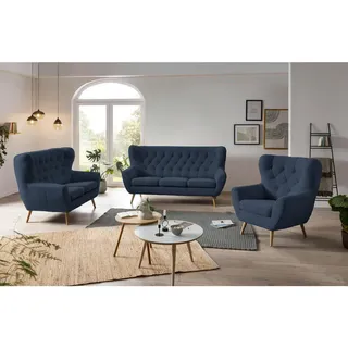 Stylife Ohrensessel, Dunkelblau, Holz, Buche,Birke, Buche, vollmassiv,teilmassiv, Uni, 88x104x92 cm, Fußauswahl, Stoffauswahl, erweiterbar (Typenauswahl), in verschiedenen Holzarten erhältlich, Wohnzimmer, Sessel, Ohrensessel