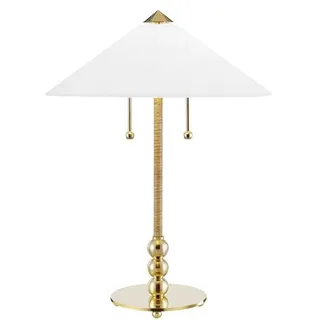 Casa Padrino Luxus Tischleuchte Antik Messing / Weiß Ø 45,7 x H. 61 cm - Tischlampe mit rundem Glas Lampenschirm