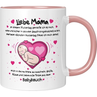 TassenTicker Tasse LIEBTASTISCH - Liebe Mama - Muttertag -Geschenk für eine werdende Mama, 330ml rosa|weiß