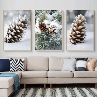 Ueiwffzo 3er Poster Set, Winter Deko Wand Bilder, Exklusive Leinwandbilder Poster & Kunstdrucke, Premium Weihnachtsbilder für Wanddeko im Wohnzimmer und Schlafzimmer, Ohne Rahmen (30 x 40 cm)