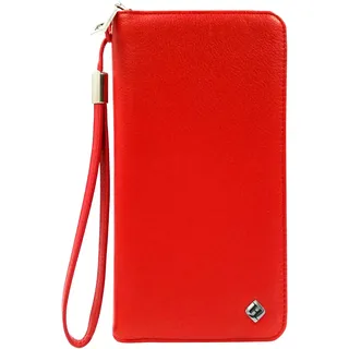 Damen Portemonnaie Leder rot, groß, lang, RFID Schutz, Münzfach, viele Fächer Handyfach - Clutch Geldbörse Portmonee Geldbeutel Brieftasche Damenbörse Damengeldbörse Geldtasche Damenportemonnaie