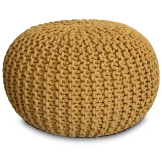 Amagohome Strickhocker XXL Pouf Ø55 H37cm Bodenkissen Sitzpouf Baumwolle nachhaltig : gelb