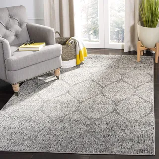 Safavieh Zeitgenössische Teppich für Wohnzimmer, Esszimmer, Schlafzimmer - Madison Collection, Kurzer Flor, Grau und Elfenbein, 200 x 300 cm