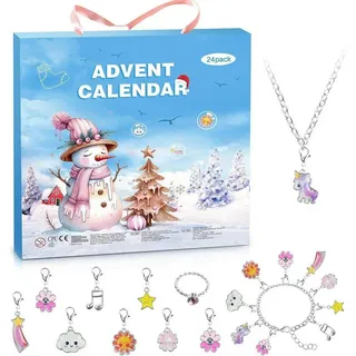 LuxusKollektion Schmuck-Adventskalender Adventskalender Kinder Mädchen Schmuck 24 Armband Halskette Blue bunt