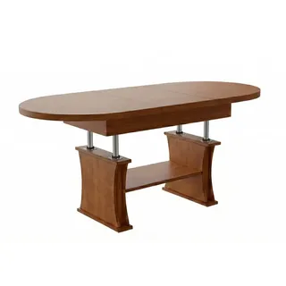 designimpex Couchtisch DA-130 oval ausziehbar höhenverstellbar mit Ablage Wohnzimmer Tisch, Funktionstisch, Wohnzimmertisch, Tisch, Esstisch, Sofatisch, Rollen rot