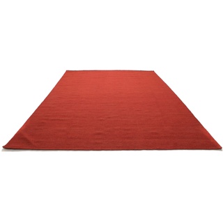 Wollteppich MORGENLAND "KELIM FANCY UNI" Teppiche Gr. B/L: 200 cm x 300 cm, 7 mm, 1 St., rot (dunkelrot) Schurwollteppiche