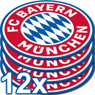 amscan 9906510 - FC Bayern München Bierdeckel, Set mit 12 Stück, Durchmesser 10,7 cm, aus Papier, Untersetzer für Gläser oder Tassen, perfekt für das Fest beim Fanclub oder die Fußball-Mottoparty