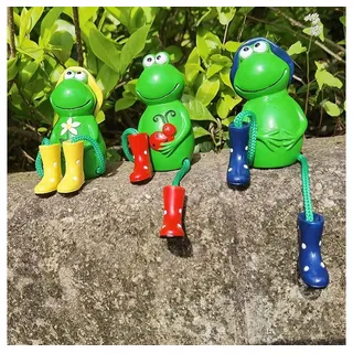 TUWENA Gartenfigur 3 Stück Frosch Tiere Garten Statuen Deko, Deko Garten Frosch Figuren gelb