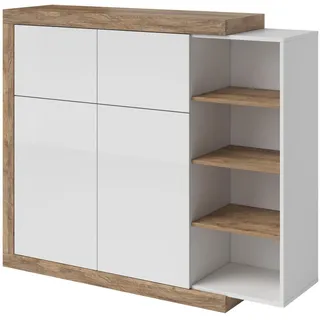 Masseno Highboard, Eiche, Holzwerkstoff, 150x128x40 cm, Wohnzimmer, Kommoden & Sideboards, Highboards