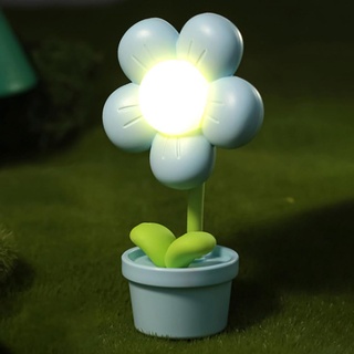 Cartoon Blume Nachtlicht Batteriebetrieben, Kreatives Nachttischlampe Verstellbar Süße Blumen-Licht Kinderzimmer Dekoration, Kinder Geschenke (Blau)