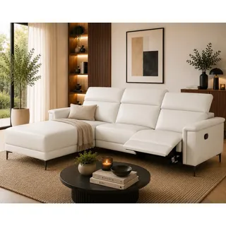 OTTO home Ecksofa LUND Naturleder 2-Sitzer Weiß