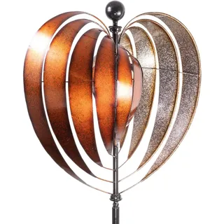 CIM Metall Windrad XL - Kinetic Spinner Heart 54cm - Abmessung: Ø 54cm Gesamthöhe: 200cm - wetterfest - pulverbeschichtet – außergewöhnliche Gartendeko