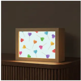 OnlyWow Tischleuchte Lightbox Lollipop - Regenbogen - Bonbon, Dimmbar, Farbwechsel, LED, Warmweiß, Kaltweiß, Neutralweiß Einstellbar, Tischlampe, Schreibtischlampe, Desk, Dimmbar, mit Kabel, LED 20 cm x 8 cm x 15 cm