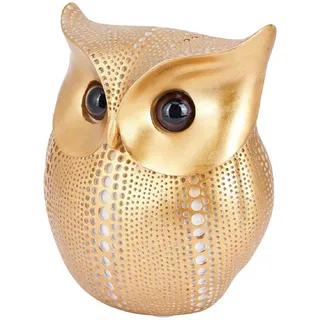 HERCHR Eule Dekoration Figur Statue, Glückseule, Gold Eule Figuren, Eulen Deko, Eulen Kunstharz, Garten Ornament, Gold Eule Ornament Wohnzimmer Schlafzimmer Büro Bücherregal Dekoration