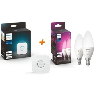 Philips Hue Starter Set Hue-Bridge + Hue LED E14 Leuchtmittel