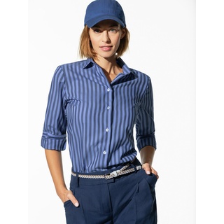 Walbusch Damen Hemd Bügelfreibluse Everyday gestreift Streifen Blau 38 - Langarm