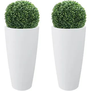 NICOLI Vase hoch Style 36 x 70 cm innen außen, herausnehmbarer Untersetzer, mit zwei künstlichen Bäumen enthalten (2 Stück 36 x 70 cm mit 2 Kunstbäumen, weiß)