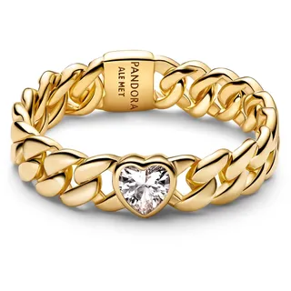 Pandora 164386C01 Damenring Panzerkette mit Herz Goldfarben, 62/19,7