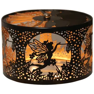 Woodbridge Karussellschirm Metall Fairy Black & Gold | Weihnachtsdeko für Duftkerzen | Geschenkidee Winter | Dekoaufsatz Kerze | Kerzenschirm für Kerze im Glas | Kerzenzubehör