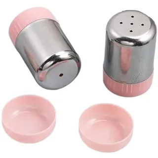 Salzstreuer aus Edelstahl mit 5 Löchern, tragbare Mini-Gewürzflasche mit Staubschutz, kleine Pfefferflasche, Gewürzglas, Küchenwerkzeug (rosa Einzelloch)