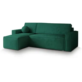 Masseno Ecksofa, Grün, Kunststoff, 3-Sitzer, L-Form,L-Form, 240x140 cm, Wohnzimmer, Sofas & Couches, Wohnlandschaften, Ecksofas