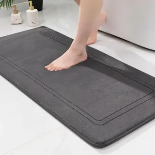 Badematte Aus Memory-schaum – Saugfähiger Badezimmerteppich – Rutschfeste Badematte – Für Badezimmer Und Wohnzimmer – 50 X 80 Cm – Dunkelgrau