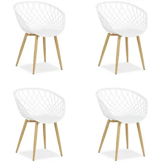 Homestyle4u Gartenstuhl Kunststoff weiß 4er Set