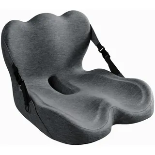 HoldOneLight Orthopädisches Sitzkissen mit Rückenlehne[Seitliche Unterstützung & Komfort] Sitzkissen für Bürostuhl & Auto - Ergonomisch, Sitzpolster, Steißbeinkissen (Modell mit Bindebändern)
