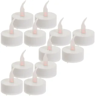 LED-Teelichter 12er-Set - flackernde orange Flamme & 6h Timer-Funktion - sicher & umweltfreundlich - Ø 38mm - inkl. CR2032 Batterie