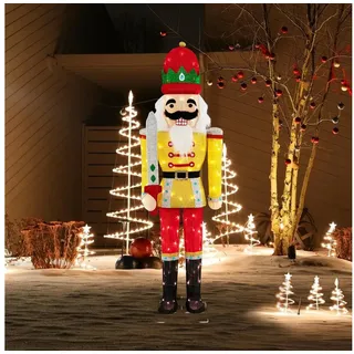COSTWAY Weihnachtsfigur, Nussknacker Figur groß, LED Weihnachtsdeko bunt