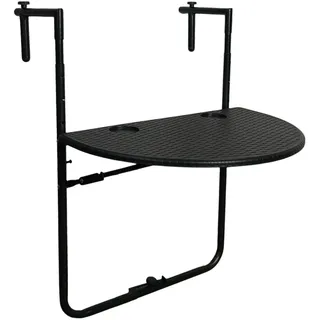 CHEFGASTRO Balkonhängetisch klappbar wetterfest 3-fach höhenverstellbar 60x40cm Rattan Optik Schwarz Balkontisch zum Hängen Hängetisch Klapptisch