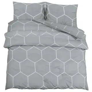 vidaXL Bettwäsche-Set unifarben Baumwolle Grau 200 x 200 cm + 50 x 75 cm