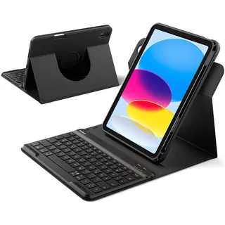 Inateck Hülle mit Tastatur für iPad 11 (A16 2025), iPad 10 (2022) Schwarz