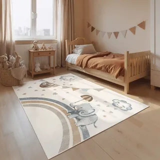Villeroy & Boch Walk like an Elephant Rainy Party Teppich Kinderteppich 120 x 170 cm Weiß/Mulitfarben