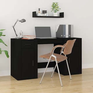 Schreibtisch mit Stauraum Schwarz Holzwerkstoff