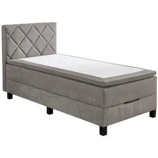 Boxxx Boxspringbett, Grau, Kunststoff, H3, Höhe ca. 22 cm, 100x200 cm, Oeko-Tex® Standard 100, Bettkasten, gepolstertes Kopfteil, Schlafzimmer, Betten, Boxspringbetten