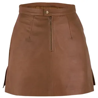 German Wear Mini Lederrock aus Lammnappa Minirock Trendiger Business Rock Echtleder Karamell - 46 - 46