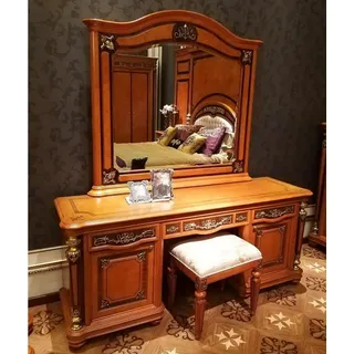 Xlmoebel Schminktisch Elegante Barock-Kommode mit Spiegel in edlem Design (Schminktisch mit Spiegel, Schminktisch + Spiegel), Hergestellt in Europa braun