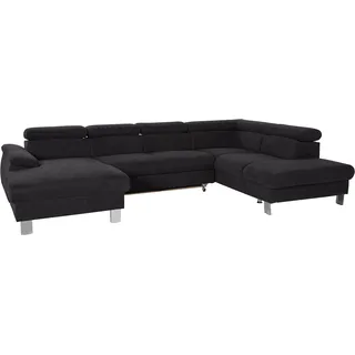 Cotta Wohnlandschaft "Komaris U-Form, B: 320 cm", schwarz, B:320cm, Microfaser PRIMABELLE (100% Polyester);Kunstleder SOFTLUX;Feinstruktur (100% Polyester);Kunstleder SOFTLUX/Struktur (100% Polyester);NaturLEDER, Sofas, Wohnlandschaft, mit Kopfteilverstellung, 