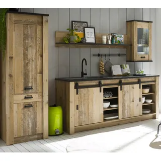 furn.design Küchenzeile Stove 6-teilig 230 cm Used Wood hell