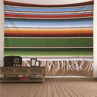 EHOMERY Wandteppich Für Kinder Zimmer Wanddekoration Mehrfarbig Streifen Paar Wandtuch Landschaft Wandbehang Wandschmuck Groß Schlafzimmer Wohnzimmer 150X130Cm