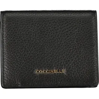 Elegante Damen-Geldbörse Schwarz: 2 Fächer, Münzfach & Druckknopf - Schwarz