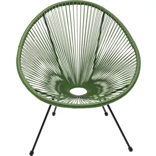 Kare Design Sessel Acapulco, Grün, Indoor und Outdoor Stuhl im Retro-Design, Gartenstuhl, Relaxsessel für Balkon, Garten, Terrasse, Schwarzes Stahlgestell, 85x73x78 cm (HxBxT)