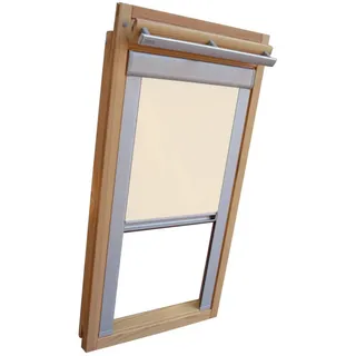 Verdunkelungsrollo THERMO Alu-Rückseite für FAKRO Dachfenster TYP FTP/PTP/FPP - 06 (78x118 cm) - Farbe Creme - mit Aluminium Seitenschienen
